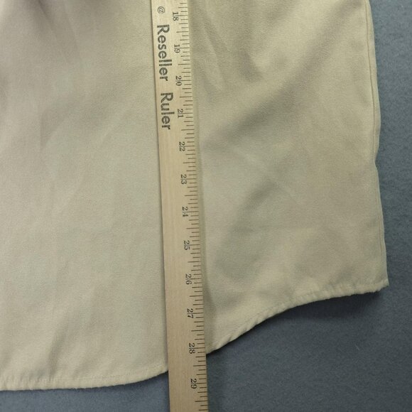 LL Bean Shirt Womens XL Beige Faux Suede Button Long Sleeve Blouse Timeless - Picture 9 of 11